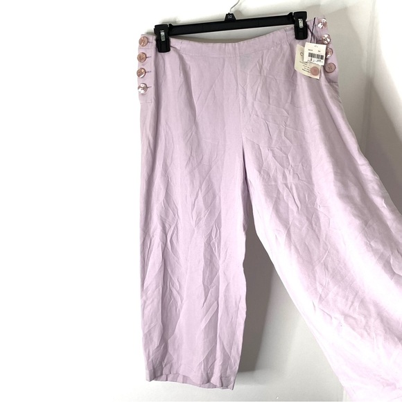 C’est City Lilac Silk Linen Wide Leg Crop Pants NWT - Picture 3 of 8